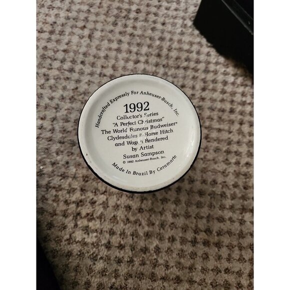 Anheuser Busch Budweiser Collector Series 1992 Clydesdales Christmas Stein - Picture 7 of 7